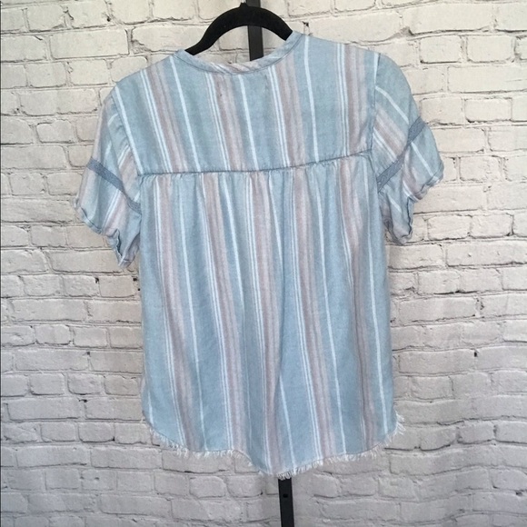 Francesca's Blue Rain Striped Blouse - Picture 2 of 4